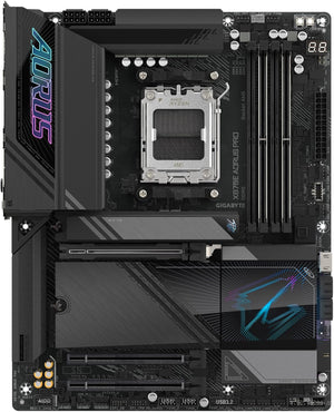 PLACA BASE GIGABYTE X870E AORUS PRO ICE - AMD AM5 LGA 1718, ATX, DDR5, 4X M.2, PCIe 5.0, USB4, WIFI7, LAN 2.5GbE, CIERRE EZ-LATCH, GARANTÍA DE 5 AÑOS