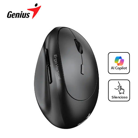 GENIUS ERGO 8350S RATÓN VERTICAL INALÁMBRICO BLUETOOTH + 2,4 GHZ 2400 DPI SILENCIOSO AI COPILOT