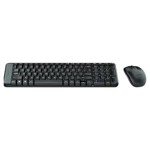 KIT INALÁMBRICO LOGITECH MK220: TECLADO COMPACTO Y RESISTENTE CON TECLAS CÓNCAVAS + MOUSE DE 3 BOTONES CON SENSOR DE 1000 DPI