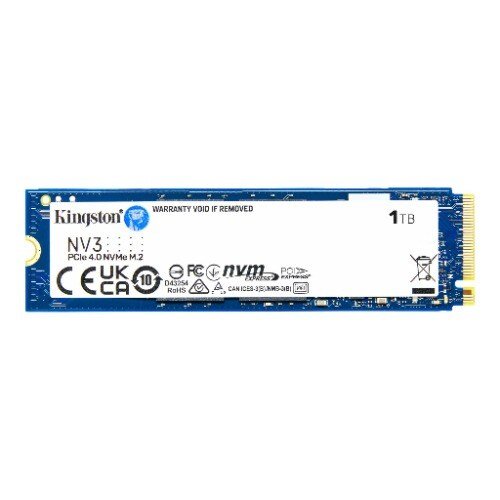 UNIDAD DE ESTADO SÓLIDO KINGSTON NV3 M.2 2280 - 1TB NVMe 4.0 x4 - ALTO RENDIMIENTO PARA COMPUTADORAS DE ESCRITORIO Y PORTÁTILES - 320TB TBW