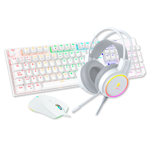 KIT GAMING ANTRYX GC-3100X3WRE-SP: AUDÍFONOS, TECLADO RED SWITCH Y MOUSE EN COLOR BLANCO