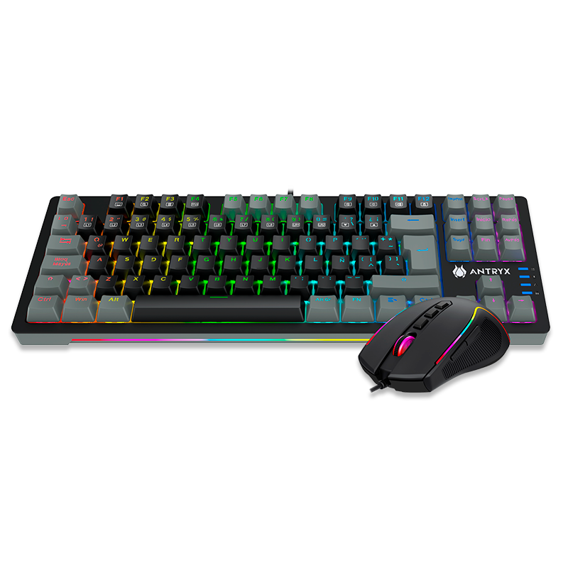 KIT GAMING ANTRYX: TECLADO MECÁNICO RED SWITCH + MOUSE GC-5500, ILUMINACIÓN RGB Y ALTA PRECISIÓN