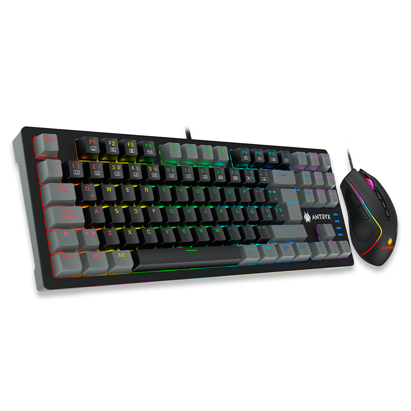 KIT GAMING ANTRYX: TECLADO MECÁNICO RED SWITCH + MOUSE GC-5500, ILUMINACIÓN RGB Y ALTA PRECISIÓN