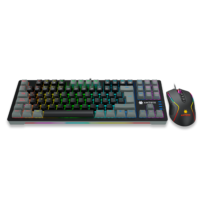KIT GAMING ANTRYX: TECLADO MECÁNICO RED SWITCH + MOUSE GC-5500, ILUMINACIÓN RGB Y ALTA PRECISIÓN
