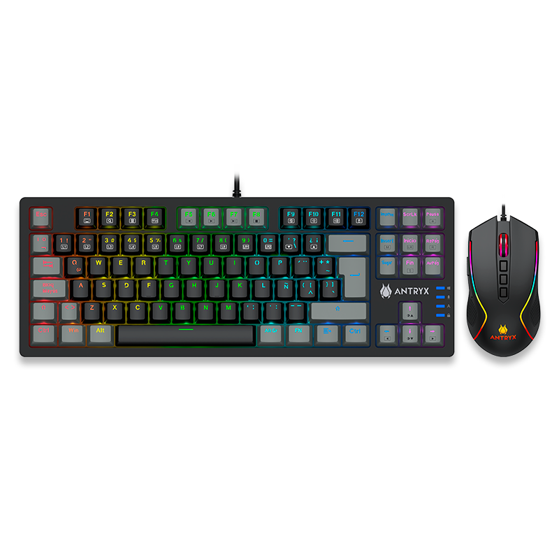 KIT GAMING ANTRYX: TECLADO MECÁNICO RED SWITCH + MOUSE GC-5500, ILUMINACIÓN RGB Y ALTA PRECISIÓN