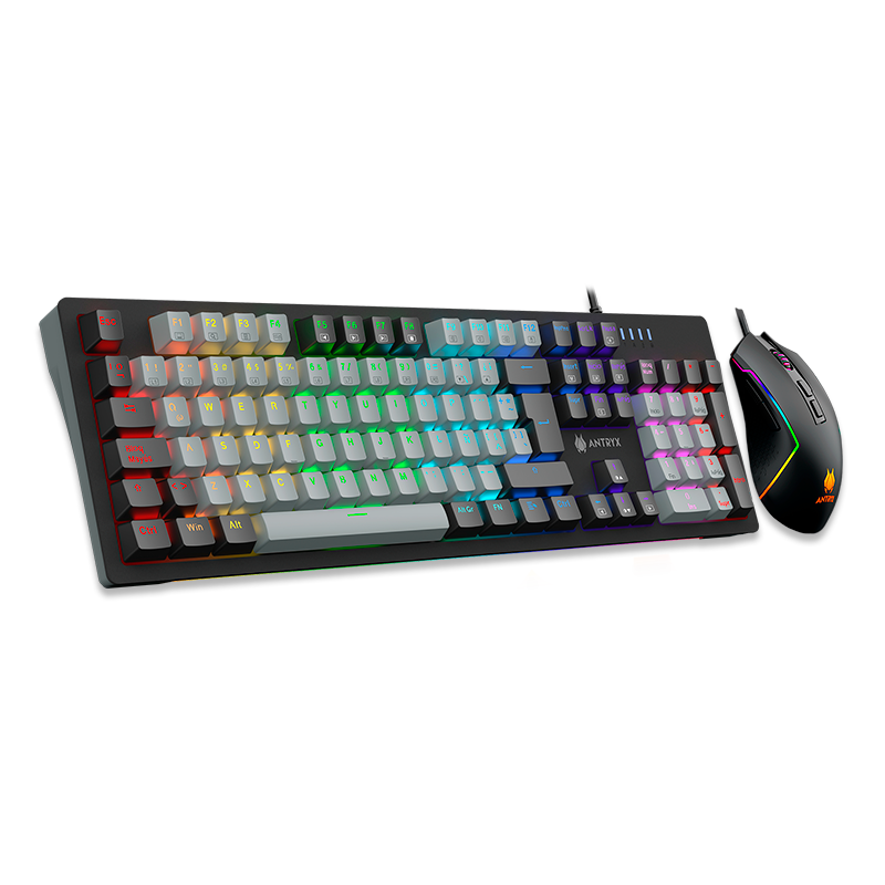 KIT GAMING ANTRYX: TECLADO MECÁNICO BLUE SWITCH Y MOUSE GC-5600, ILUMINACIÓN LED Y ALTA PRECISIÓN