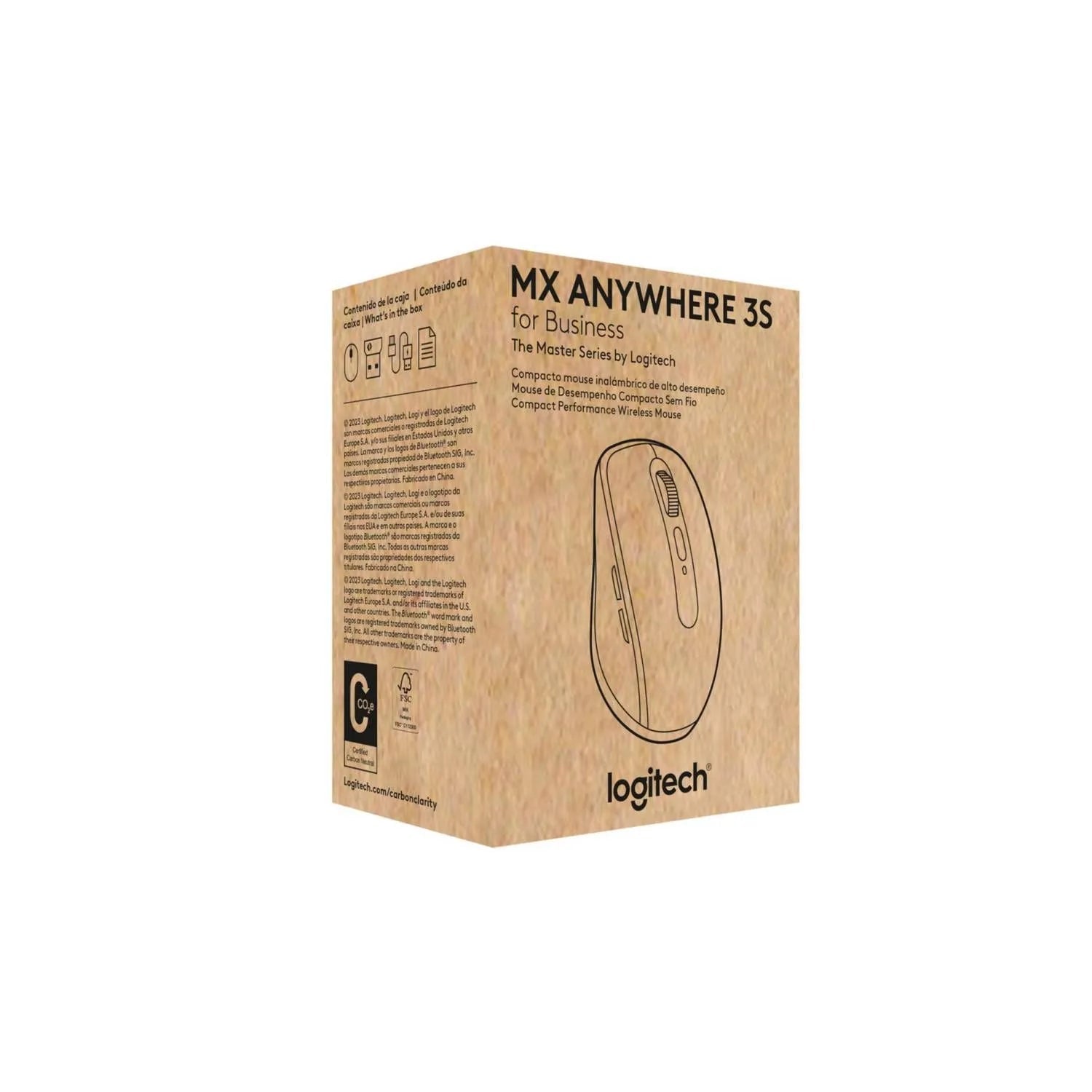MOUSE LOGITECH MX ANYWHERE 3S - BLUETOOTH Y USB TIPO A - TECNOLOGÍA DARKFIELD - 6 BOTONES - COLOR GRAFITO - CONEXIÓN INALÁMBRICA - 8000 DPI - RUEDA DE DESPLAZAMIENTO RÁPIDO