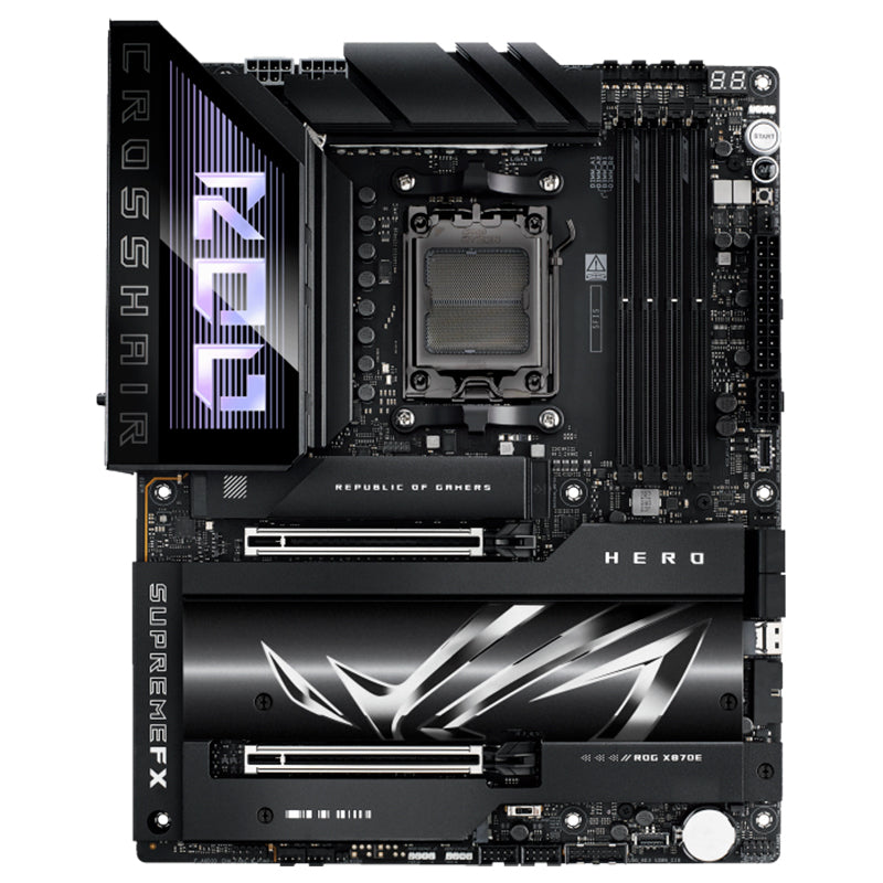 TARJETA MADRE ASUS ROG CROSSHAIR X870E HERO ATX, CHIPSET AMD X870E, SOCKET AM5, ALTO RENDIMIENTO PARA GAMERS Y ENTUSIASTAS