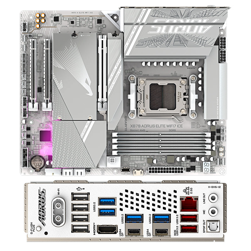 TARJETA MADRE GIGABYTE X870 AORUS ELITE WIFI7 ICE, CHIPSET AMD X870, SOCKET AM5, FORMATO ATX