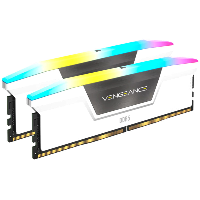 KIT DE MEMORIA RAM PARA PC CORSAIR VENGEANCE RGB DDR5 5200MHZ 64GB (2X32GB) CL40 XMP BLANCO - IDEAL PARA GAMING Y RENDIMIENTO DE ALTO NIVEL