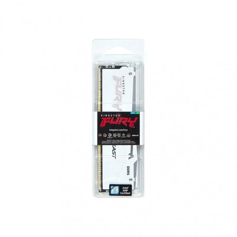 MEMORIA RAM KINGSTON FURY BEAST KF552C40BWA-16 DDR5 16GB FRECUENCIA 5200 MHZ ILUMINACIÓN LED RGB BLANCA PARA PC DE ESCRITORIO