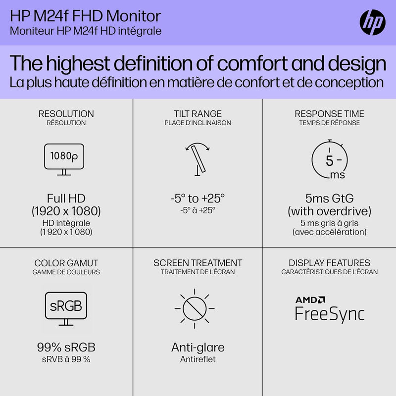 MONITOR HP SERIE 5 MODELO 524SF 94C17AA #ABA CON BASE DOCZTORUM, PANTALLA FHD IPS DE 24 PULGADAS (1920 X 1080), 1 HDMI, 1 VGA, TECNOLOGÍA SIN PARPADEO, IDEAL PARA HOGAR Y NEGOCIOS, COLOR NEGRO/PLATEADO