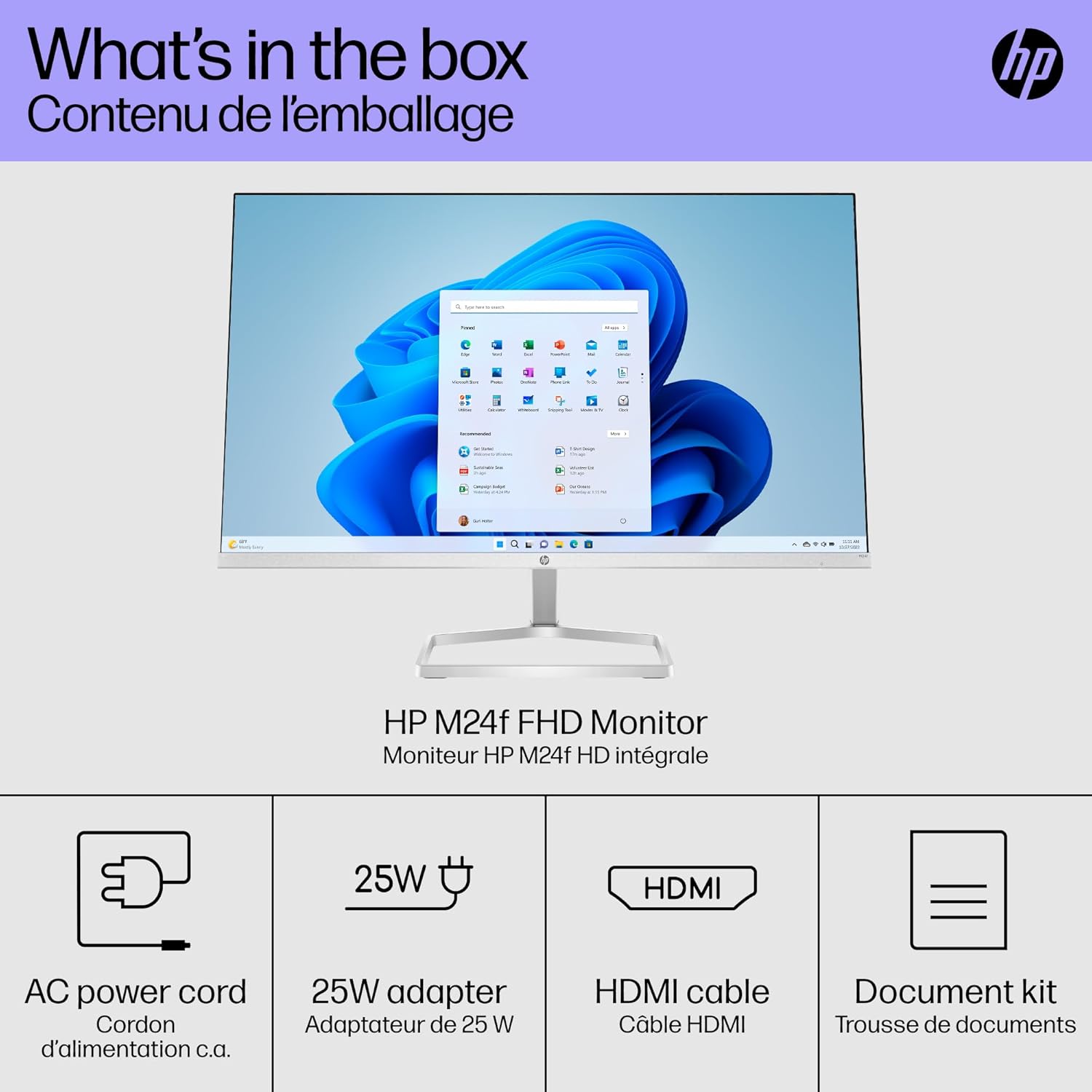 MONITOR HP SERIE 5 MODELO 524SF 94C17AA #ABA CON BASE DOCZTORUM, PANTALLA FHD IPS DE 24 PULGADAS (1920 X 1080), 1 HDMI, 1 VGA, TECNOLOGÍA SIN PARPADEO, IDEAL PARA HOGAR Y NEGOCIOS, COLOR NEGRO/PLATEADO
