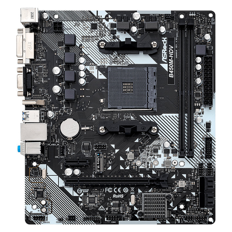 TARJETA MADRE ASROCK B450M-HDV R4.0 - CHIPSET AMD B450, SOCKET AM4, FORMATO mATX