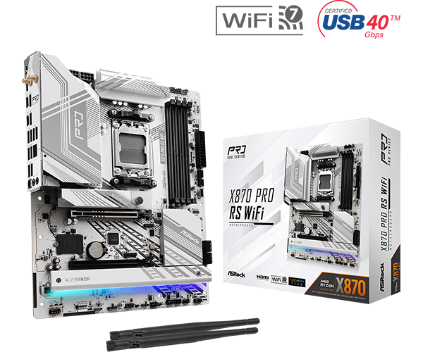 TARJETA MADRE ASROCK X870 PRO RS WIFI - CHIPSET AMD X870, SOCKET AM5, FACTOR DE FORMA mATX, SOPORTE WI-FI AVANZADO