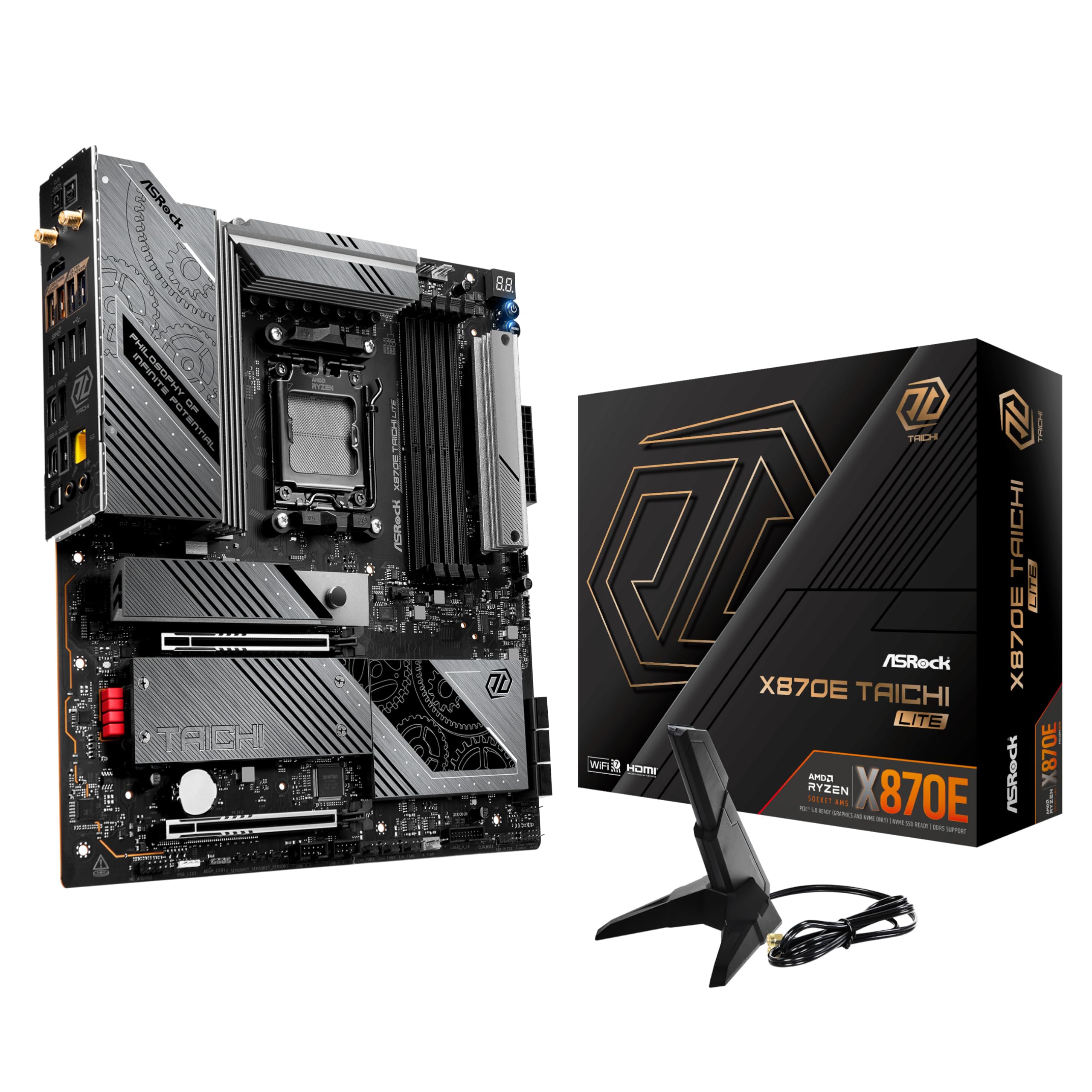 PLACA BASE ASROCK X870E TAICHI LITE, CHIPSET AMD X870E, SOCKET AMD AM5, FACTOR DE FORMA EATX
