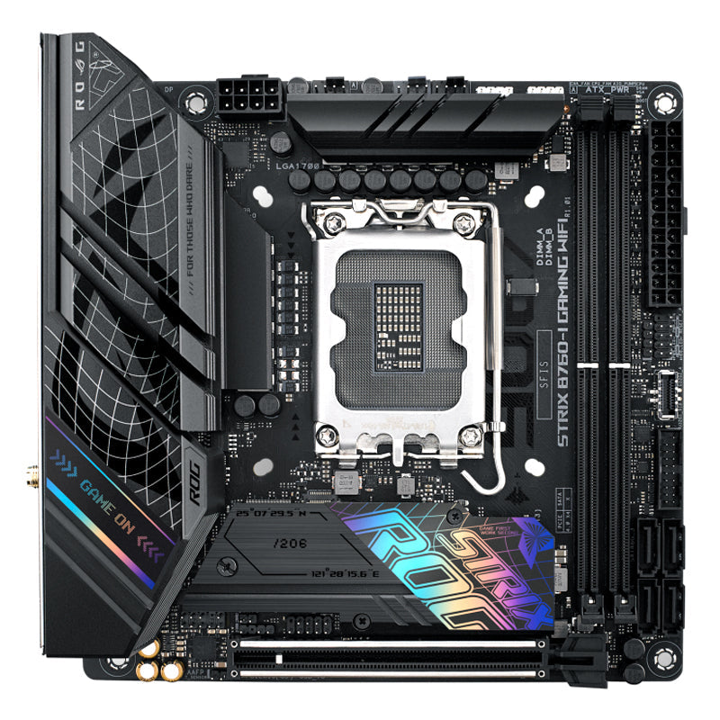 TARJETA MADRE ASUS ROG STRIX B760-I GAMING WIFI MINI-ITX, CHIPSET INTEL B760, SOCKET LGA1700, CONECTIVIDAD WIFI AVANZADA