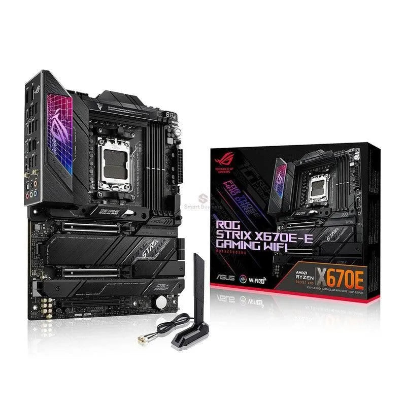 TARJETA MADRE ASUS ROG STRIX X670E-E GAMING WIFI: CHIPSET AMD X670, SOCKET AM5, FORMATO ATX
