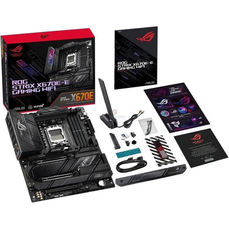 TARJETA MADRE ASUS ROG STRIX X670E-E GAMING WIFI: CHIPSET AMD X670, SOCKET AM5, FORMATO ATX