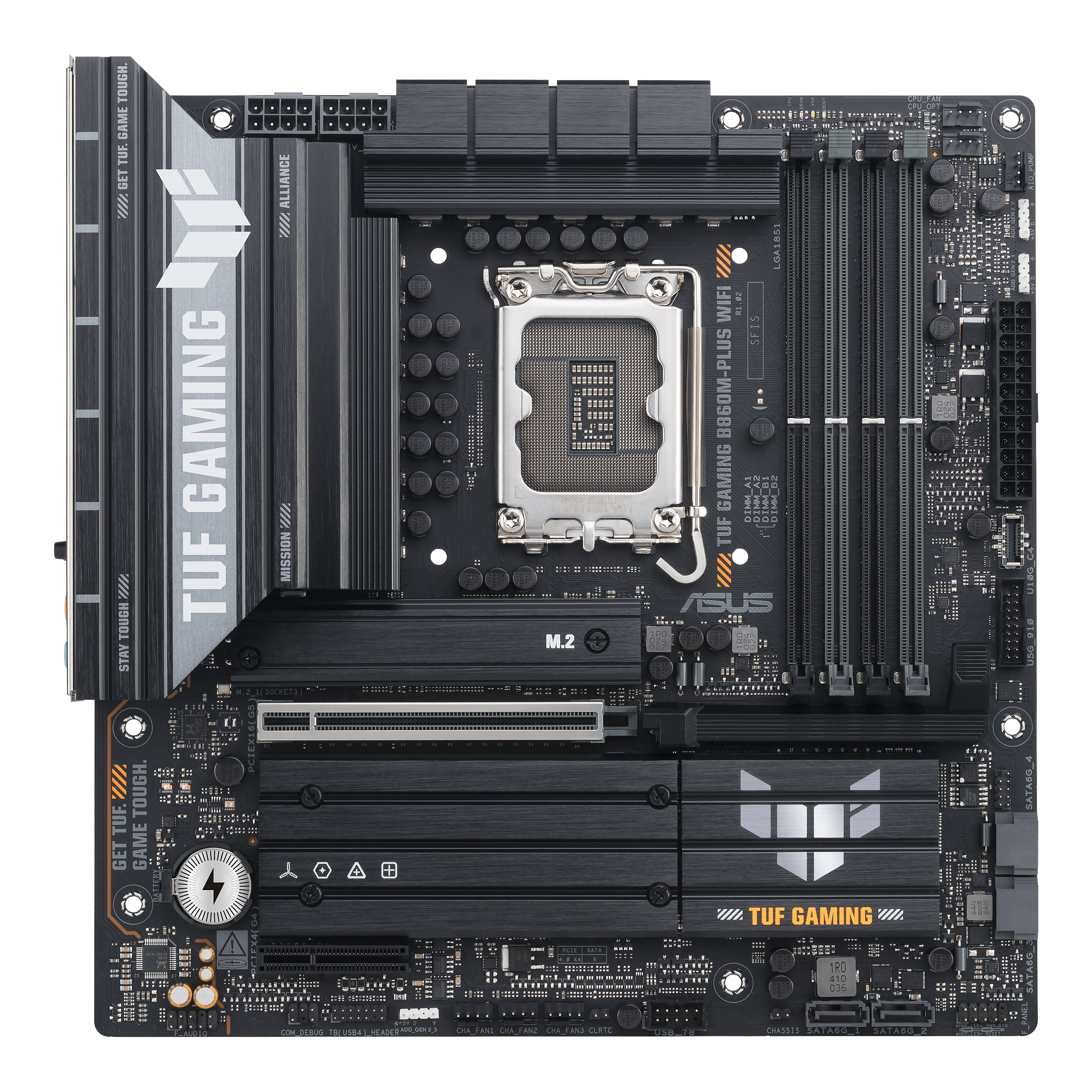 TARJETA MADRE ASUS TUF GAMING B860M-PLUS WIFI - CHIPSET INTEL B860, LGA 1851, HDMI, DP, FORMATO MATX - ALTO RENDIMIENTO Y CONECTIVIDAD INTEGRADA