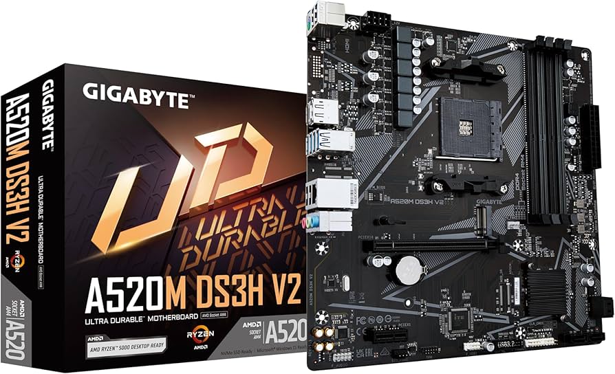 TARJETA MADRE GIGABYTE - AMD AM4 A520M DS3H AC CON WIFI Y SOPORTE PARA PROCESADORES RYZEN