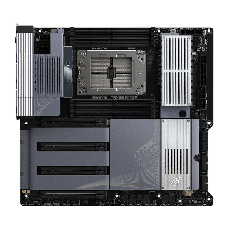 PLACA BASE GIGABYTE TRX50 AI TOPE DE GAMA - COMPATIBLE CON AMD, SOPORTE PARA PROCESADORES RYZEN THREADRIPPER, PCIe 5.0, DDR5, USB 4.0, RGB FUSION 2.0