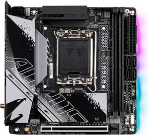 PLACA BASE GIGABYTE INTEL B760I AORUS PRO AX, COMPATIBLE CON PROCESADORES INTEL, FORMATO MINI-ITX, SOPORTE PARA MEMORIA DDR5, CONECTIVIDAD WIFI 6E Y BLUETOOTH 5.2