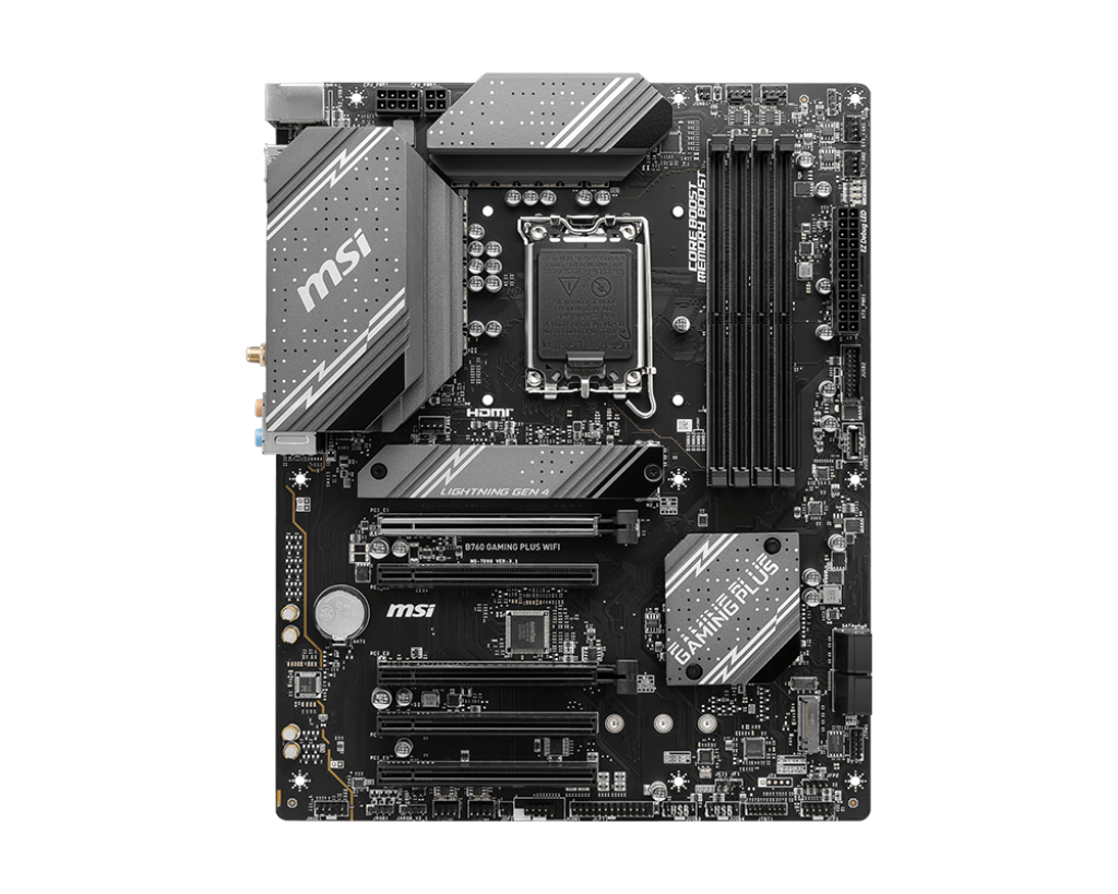 PLACA BASE MSI B760 GAMING PLUS WIFI ATX 911-7D98-034 CON CHIPSET INTEL B760, COMPATIBILIDAD CON PROCESADORES INTEL DE 12ª Y 13ª GENERACIÓN, WI-FI INTEGRADO, PCIe 4.0 Y SOPORTE PARA MEMORIA DDR5