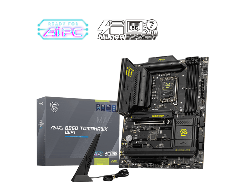 TARJETA MADRE MSI MAG B860 TOMAHAWK WIFI ATX - CHIPSET INTEL B860, SOCKET LGA 1851, CONECTIVIDAD HDMI Y DISPLAYPORT, IDEAL PARA GAMING Y ALTO RENDIMIENTO.