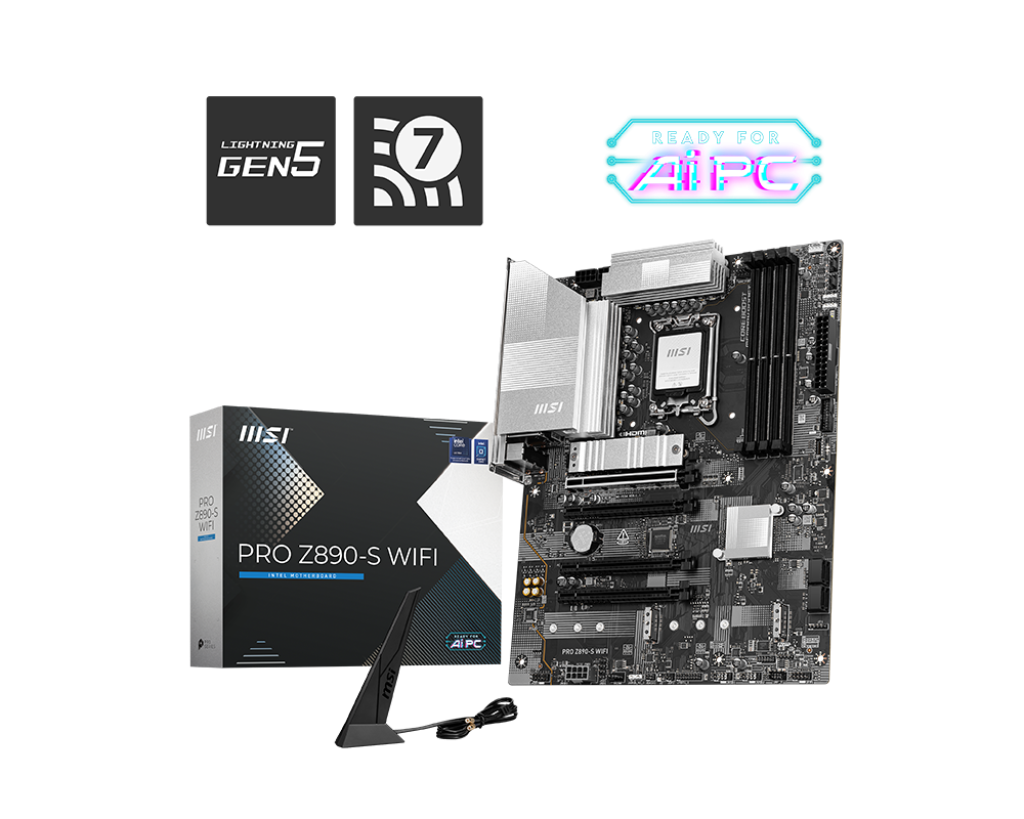 PLACA BASE ATX MSI PRO Z890-S WIFI, CHIPSET INTEL Z890, SOCKET LGA 1851, CONECTIVIDAD HDMI Y DISPLAYPORT