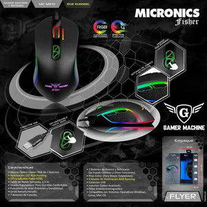 MOUSE GAMER USB FISHER MIC M810 RGB 7 BOTONES 4200 DPI
