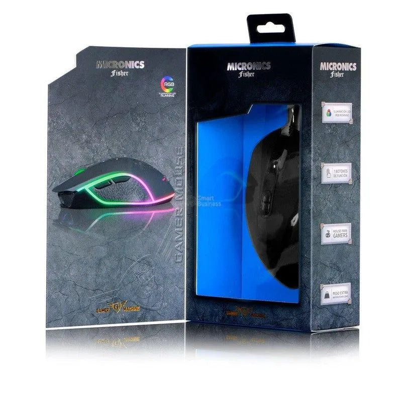 MOUSE GAMER USB FISHER MIC M810 RGB 7 BOTONES 4200 DPI