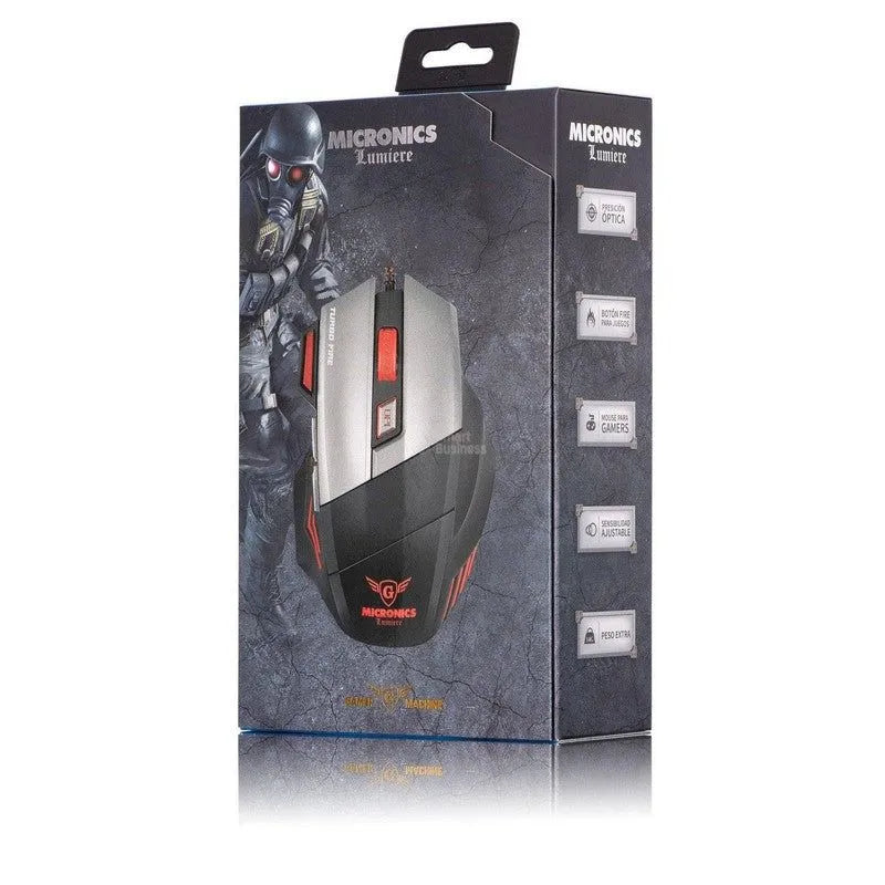 RATÓN GAMER USB LUMIERE MIC M811 CON 4 LEDS, 7 BOTONES Y 3200 DPI