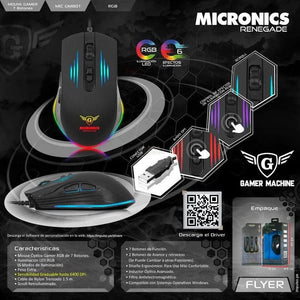 RATÓN GAMER USB RGB RENEGADE GM801 7 BOTONES 6400 DPI