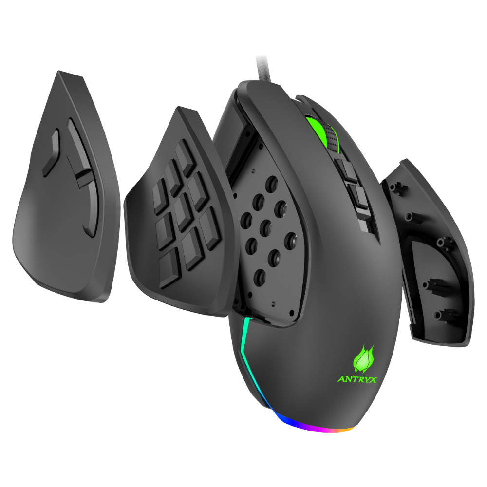 MOUSE GAMING ANTRYX CHROME STORM XCALIBUR DPI 16400 RGB, MODELO AGM-CS7500K, CON GARANTÍA DE 12 MESES