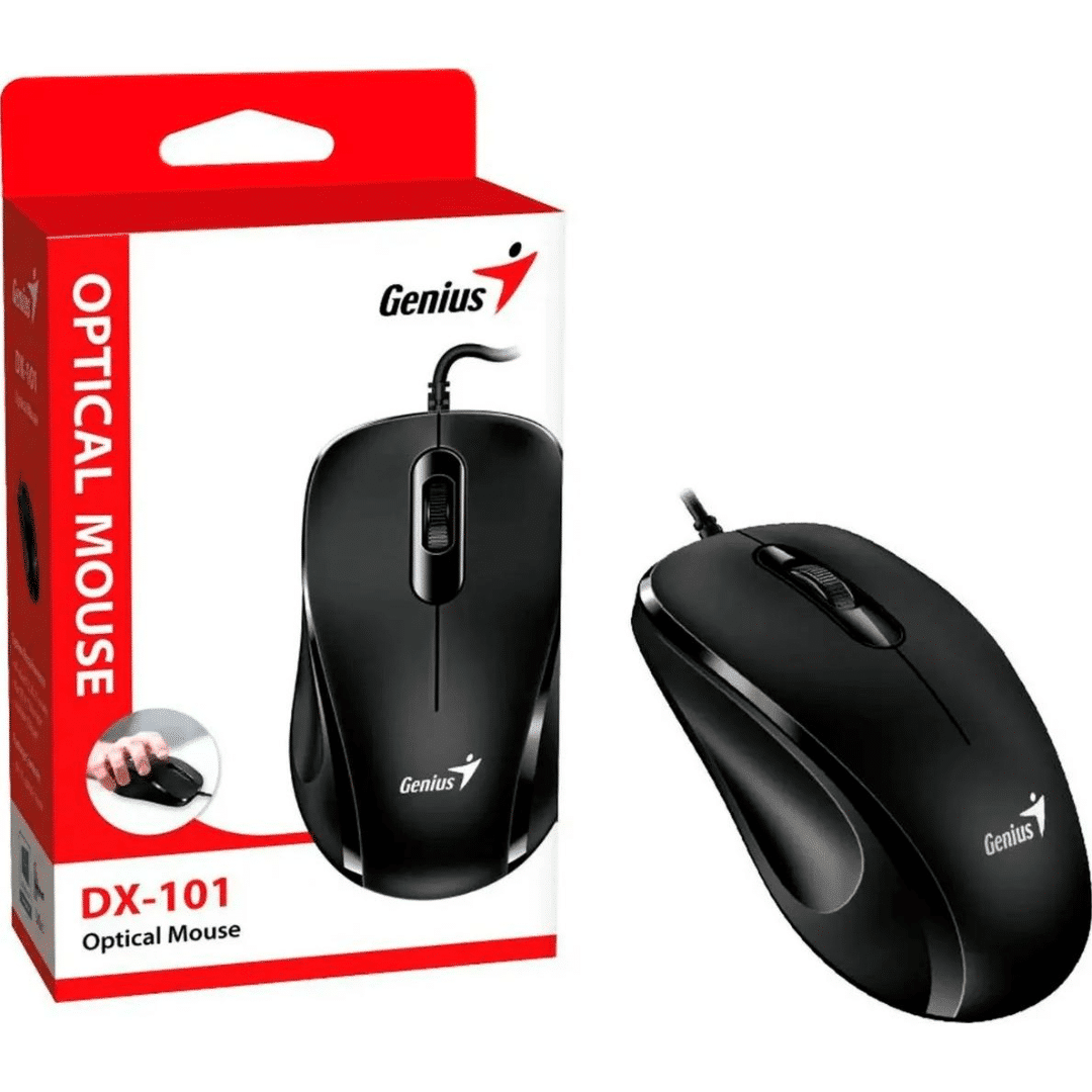 GENIUS MOUSE DX‑101 ÓPTICO USB CABLE 1200 DPI FULL SIZE NEGRO