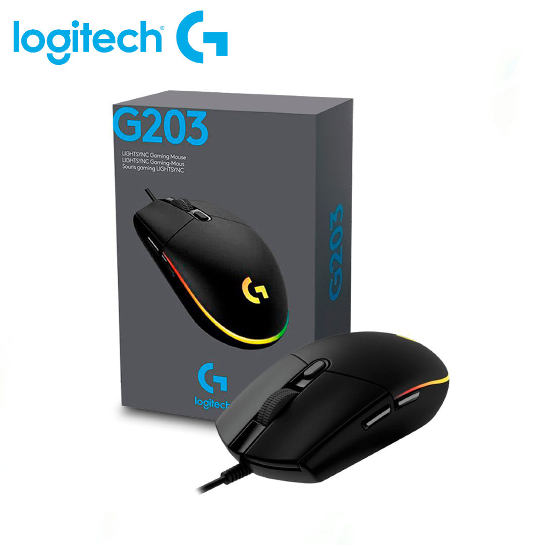 RATÓN PARA JUEGOS LOGITECH G203 RGB LIGHTSYNC NEGRO CON 6 BOTONES PROGRAMABLES Y ILUMINACIÓN PERSONALIZABLE