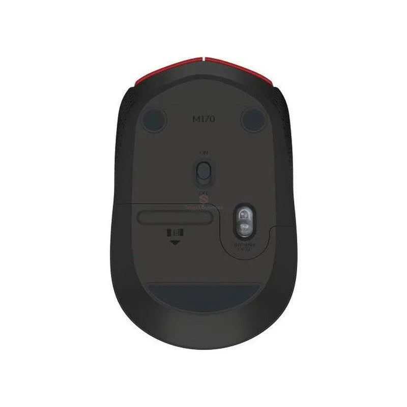 MOUSE LOGITECH M170 ÓPTICO INALÁMBRICO, AMBIDIESTRO, RECEPTOR USB 2.4 GHZ, ROJO