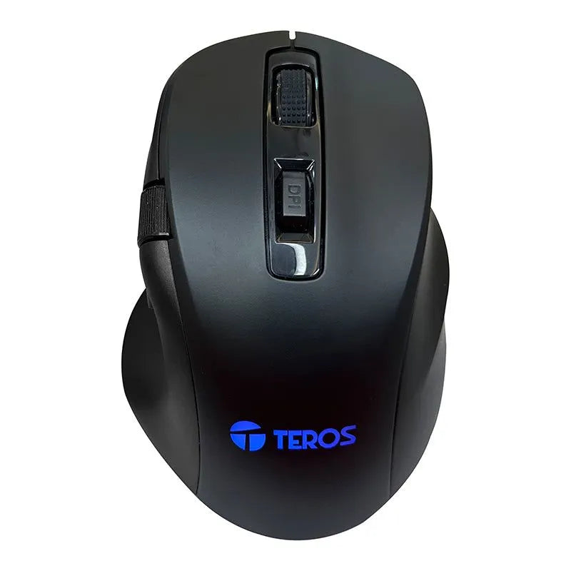 MOUSE TEROS TE-5168N: ÓPTICO TRIPLE MODO 2.4G + BLUETOOTH + USB, 6400 DPI, RGB, COLOR NEGRO