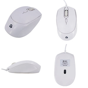 Mouse óptico TEROS TE-1225S, 800-1200-1600 DPI, USB, 4 botones, color blanco