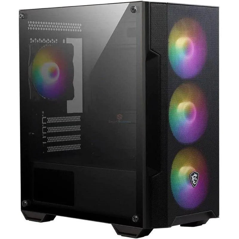 CAJA DE PC MSI MAG FORGE M100A MINI TORRE - COMPATIBLE CON MICRO-ATX Y MINI-ITX, PANEL FRONTAL MALLADO, INCLUYE 4 VENTILADORES RGB