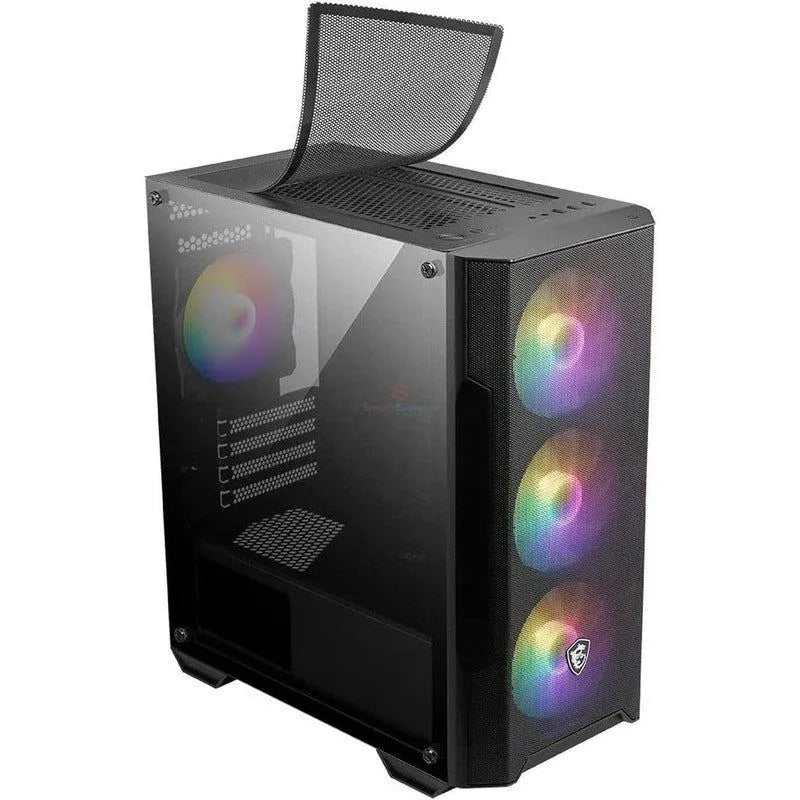 CAJA DE PC MSI MAG FORGE M100A MINI TORRE - COMPATIBLE CON MICRO-ATX Y MINI-ITX, PANEL FRONTAL MALLADO, INCLUYE 4 VENTILADORES RGB