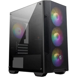 CAJA DE PC MSI MAG FORGE M100A MINI TORRE - COMPATIBLE CON MICRO-ATX Y MINI-ITX, PANEL FRONTAL MALLADO, INCLUYE 4 VENTILADORES RGB