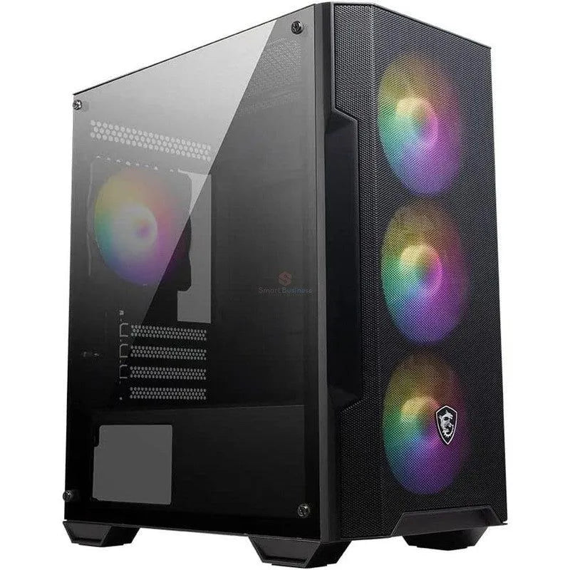CAJA DE PC MSI MAG FORGE M100A MINI TORRE - COMPATIBLE CON MICRO-ATX Y MINI-ITX, PANEL FRONTAL MALLADO, INCLUYE 4 VENTILADORES RGB