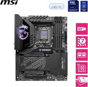 PLACA BASE MSI MPG Z890 CARBON WIFI PARA JUEGOS CON COMPATIBILIDAD INTEL CORE ULTRA SERIES 2, LGA 1851, DDR5, PCIE 5.0, M.2, SATA, LAN 5 GBPS, USB TIPO C, WIFI 7 Y BLUETOOTH 5.4