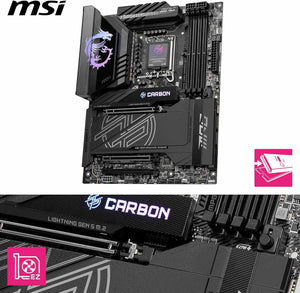 PLACA BASE MSI MPG Z890 CARBON WIFI PARA JUEGOS CON COMPATIBILIDAD INTEL CORE ULTRA SERIES 2, LGA 1851, DDR5, PCIE 5.0, M.2, SATA, LAN 5 GBPS, USB TIPO C, WIFI 7 Y BLUETOOTH 5.4