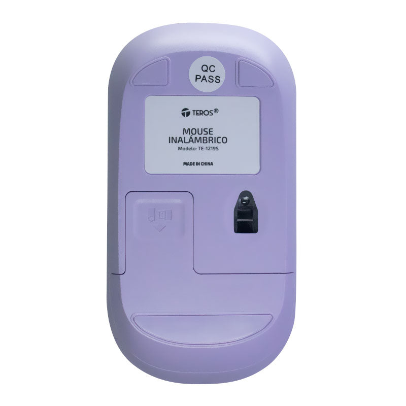 MOUSE ÓPTICO INALÁMBRICO TEROS TE-1219S, 1000 DPI, RECEPTOR USB, 3 BOTONES, COLOR MORADO