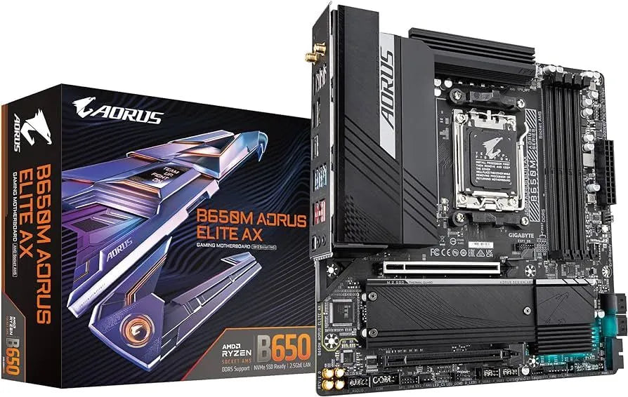 TARJETA MADRE MICRO-ATX GIGABYTE AORUS B650M ELITE AX PARA PROCESADORES AMD RYZEN 7000, SOPORTE HASTA 128GB DDR5, HDMI Y WI-FI 6E