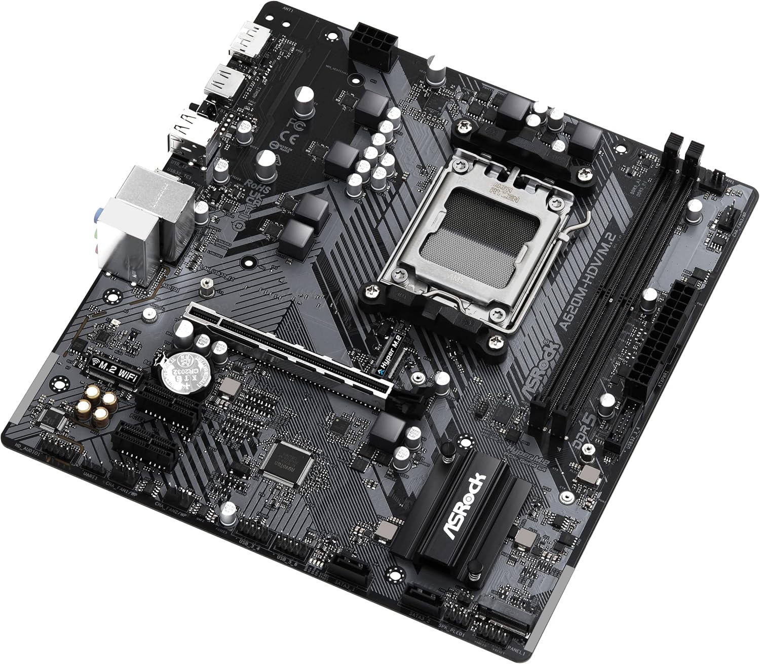 PLACA BASE ASROCK A620M HDV/M.2 - SOCKET AM5, COMPATIBLE CON RAM DDR5 HASTA 6400 MHz, TECNOLOGÍA AVANZADA PARA RENDIMIENTO ÓPTIMO