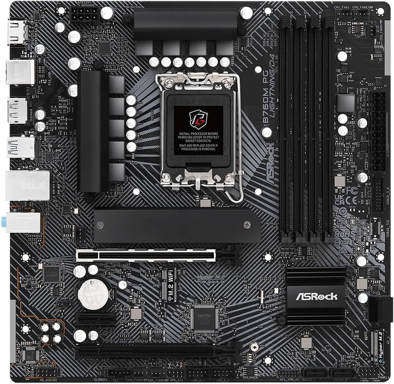 PLACA BASE ASROCK B760M PG LIGHTNING/D4, SOPORTE LGA 1700, RAM DDR4 5333OC MHZ, COMPATIBLE CON 14ª, 13ª Y 12ª GENERACIÓN – RENDIMIENTO AVANZADO Y VERSATILIDAD PARA PROCESADORES DE ÚLTIMA GENERACIÓN